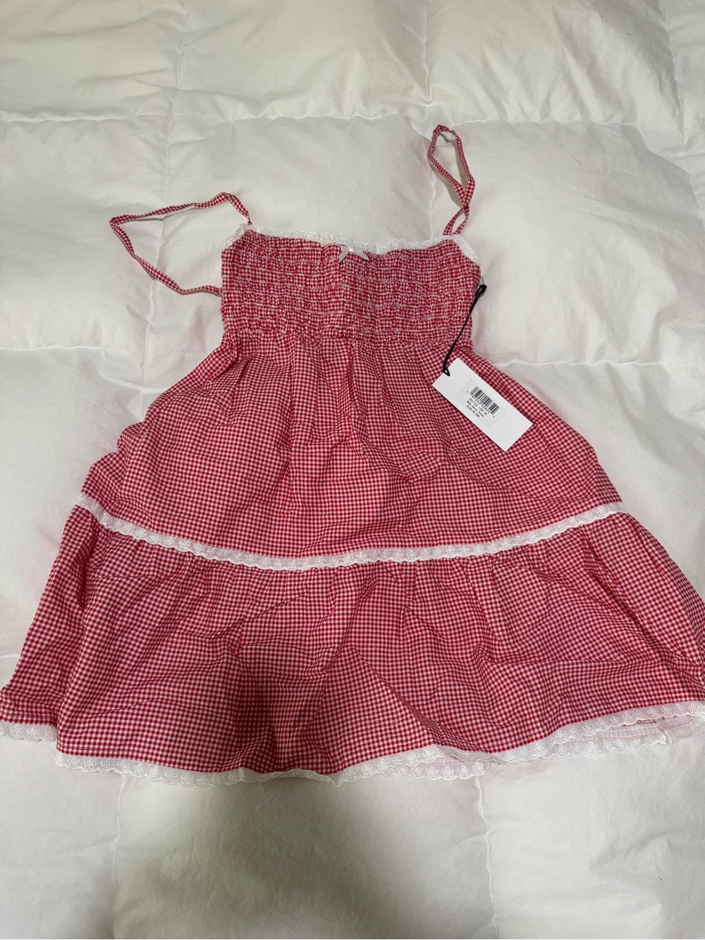 NWT Frankie’s Bikini baby gauze dress in ladybug gingham - Picture 2 of 5